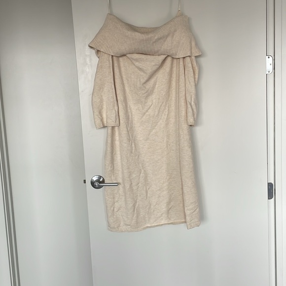 Banana Republic Cream Off The Shoulder Sweater Dress - Picture 3 of 6